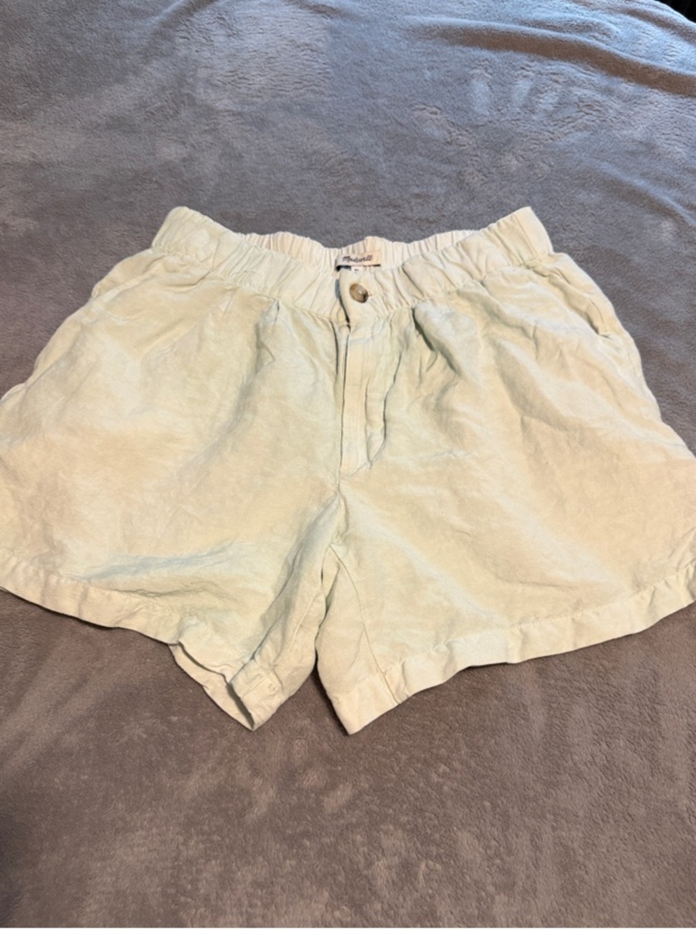 Madewell Light Sage High-Waist Linen-Blend Shorts